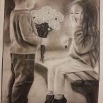 نقاشی سیاه قلم عشق و احساس