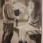 نقاشی سیاه قلم عشق و احساس