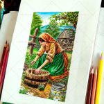تابلو نقاشی مداد رنگی