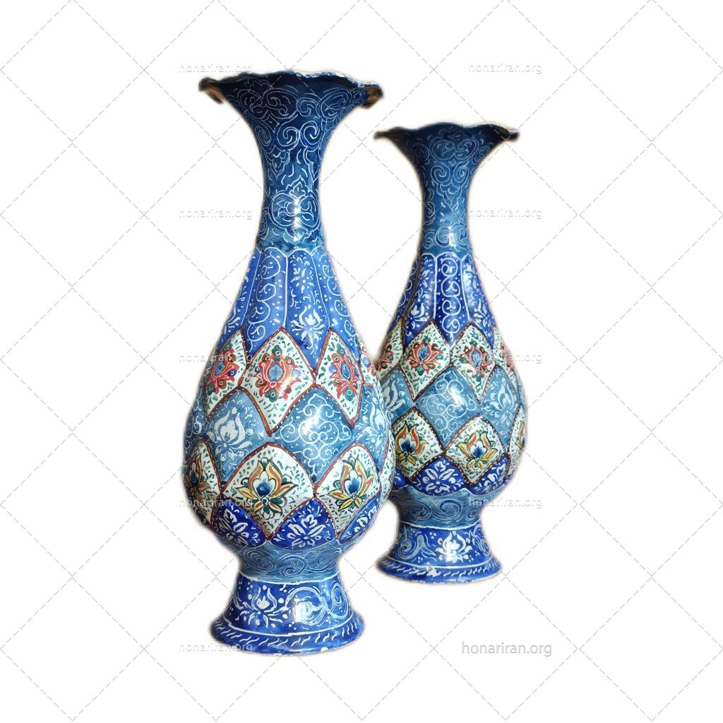 گلدان میناکاری مسی دوعددی