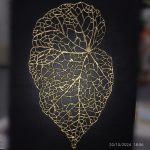تابلو برگ رگه طلایی برجسته