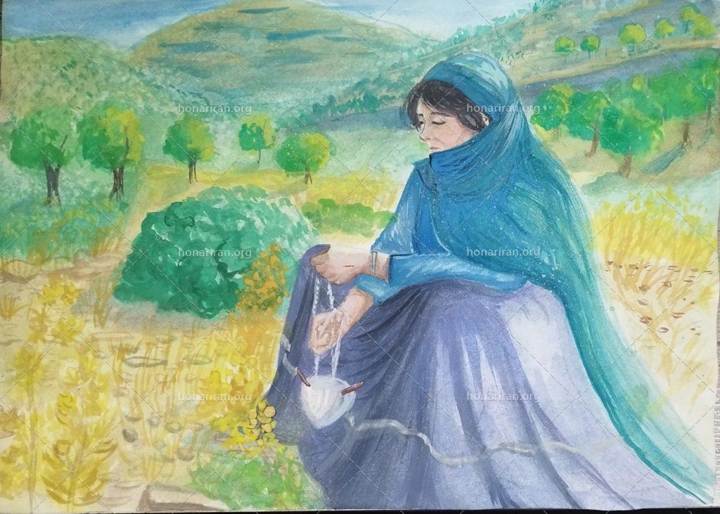 نقاشی ابرنگ زن عشایر
