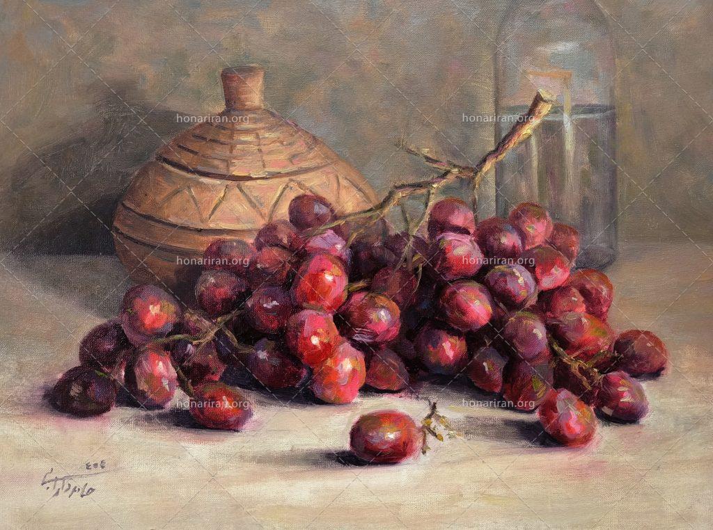 تابلو رنگ روغن انگور شیراز