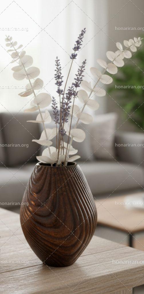 گلدان سنگ مصنوعی با طرح چوب