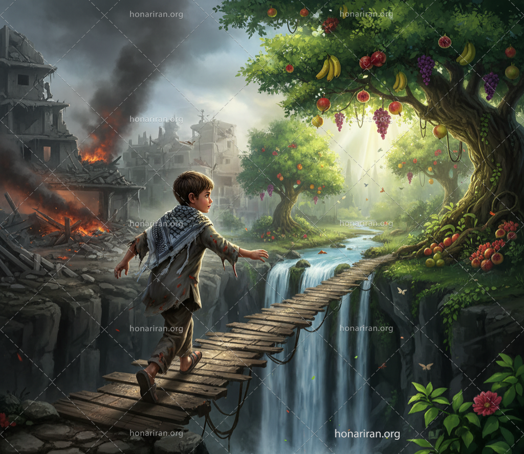 تصویر دیجیتالی کودک جنگ زده غزه