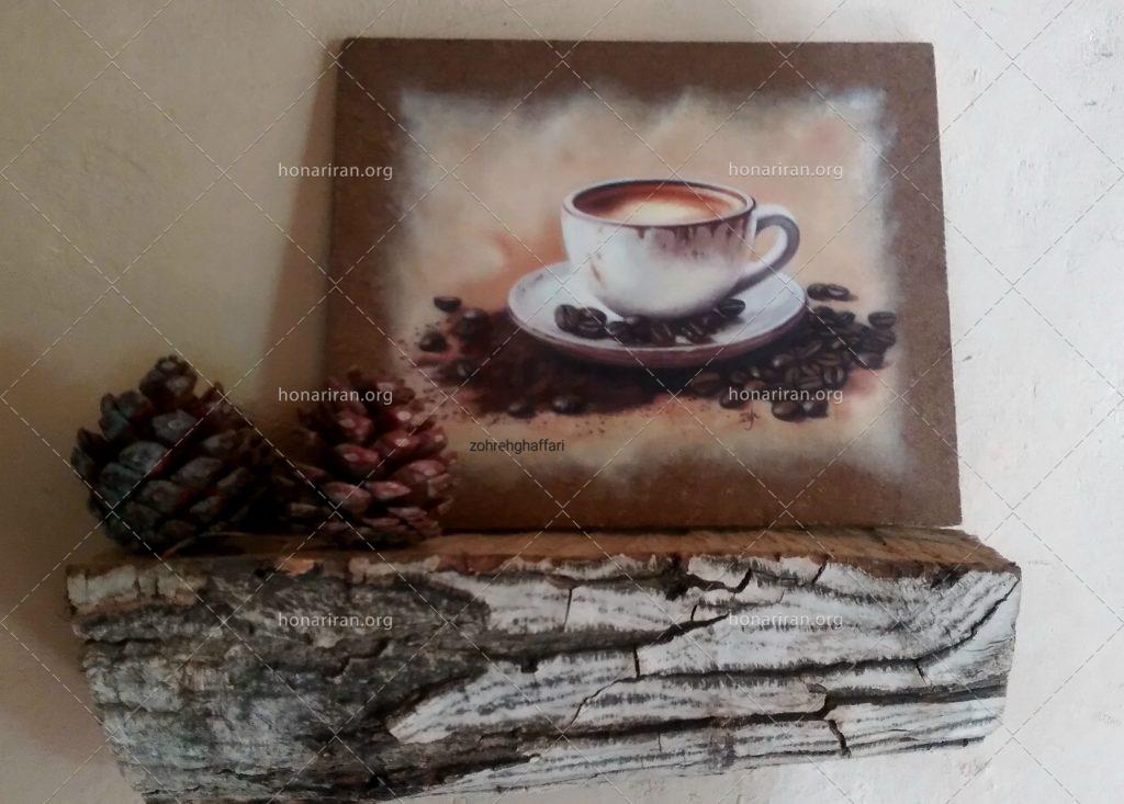 نقاشی رنگ روغن فنجون قهوه