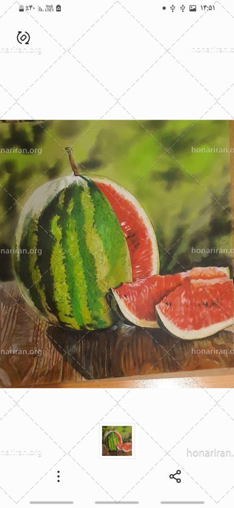 تابلو نقاشی مداد رنگی هندوانه