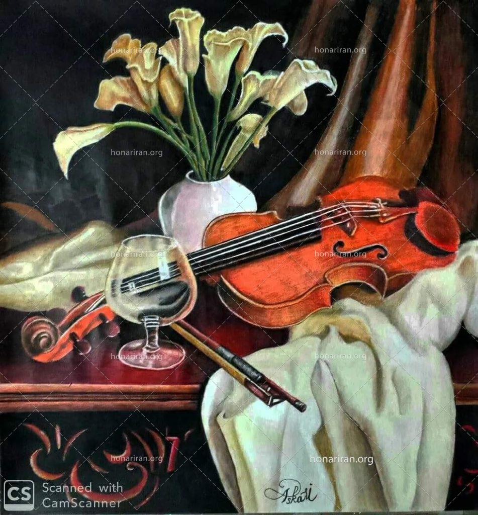 نقاشی مداد رنگی طبیعت بی‌جان