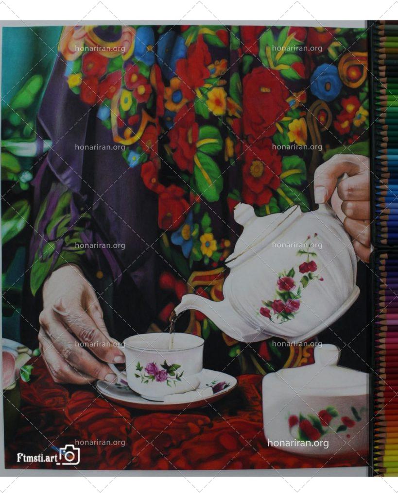 تابلو مدادرنگی عطر چای مادربزرگ