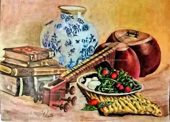 نقاشی مداد رنگی طبیعت بی‌جان