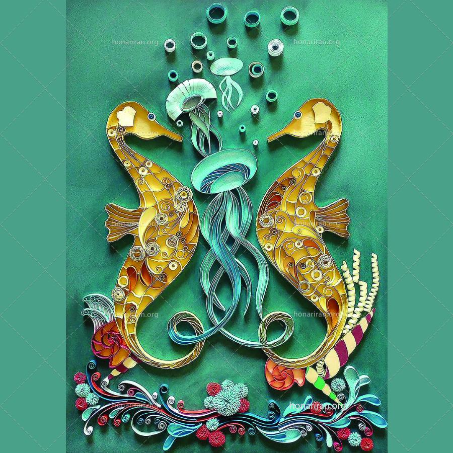 تابلو Quilling دنیای زیر آب