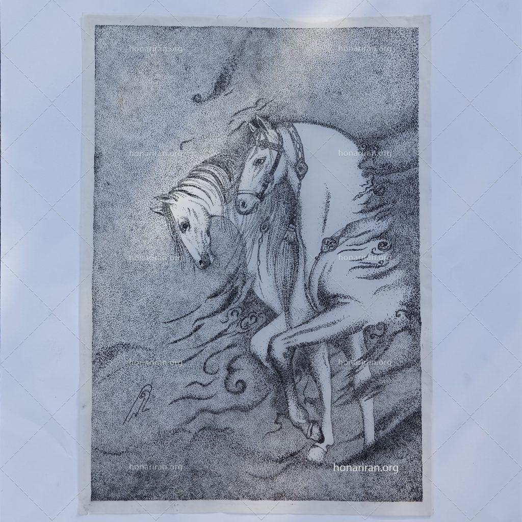 نقاشی راپید اسب ها در غبار
