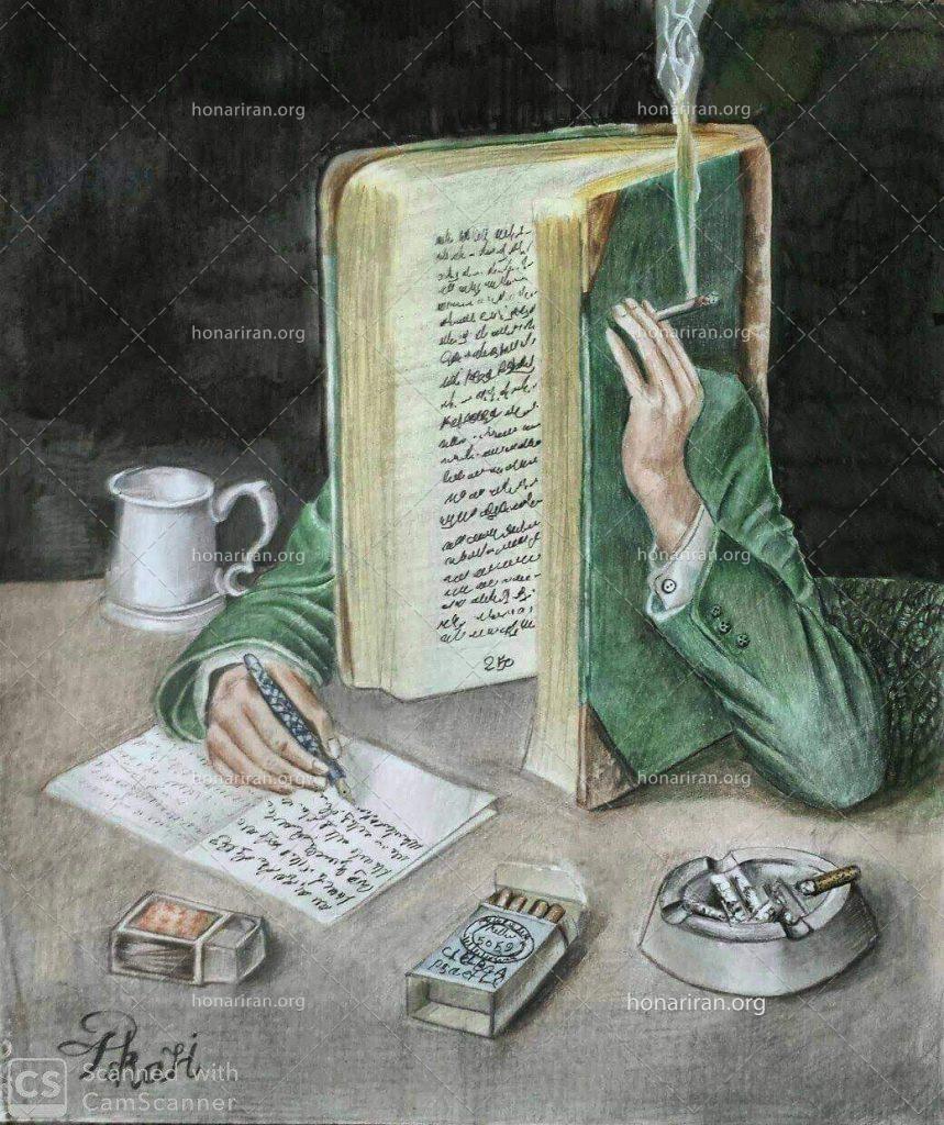 نقاشی مداد رنگی تفکر نو