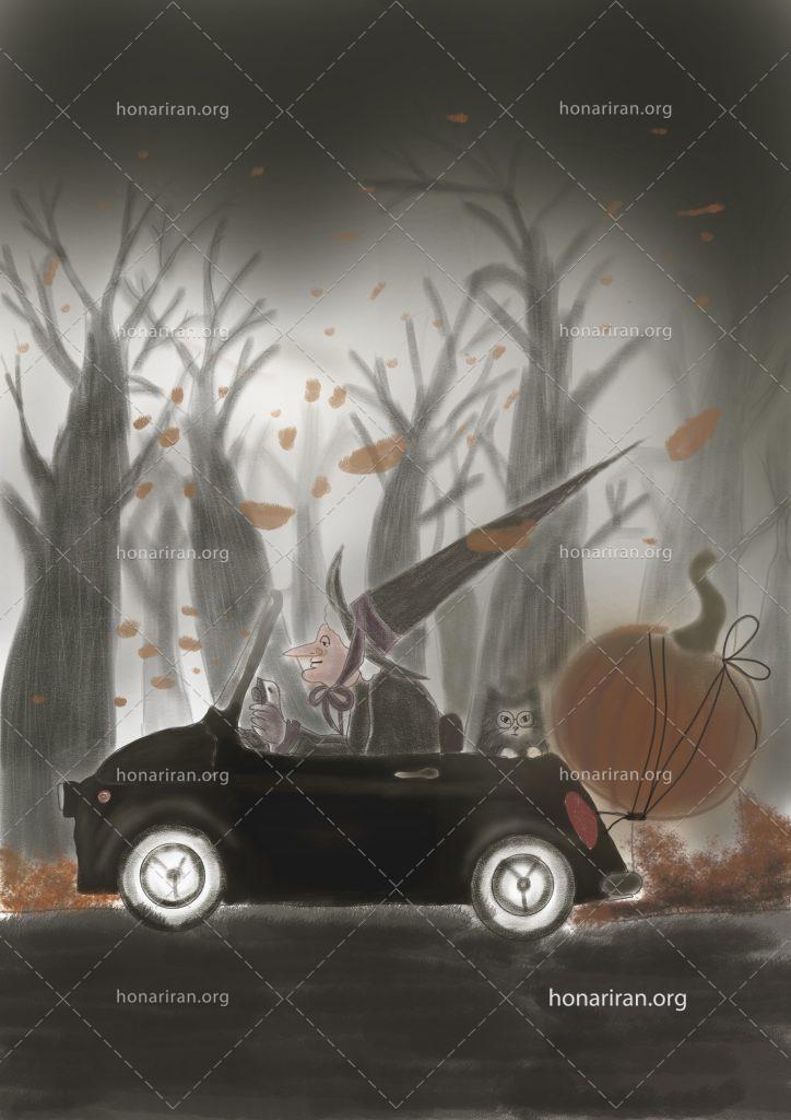 نقاشی دیجیتال پیرزن جادوگر