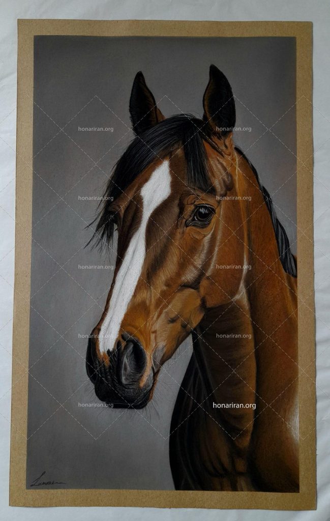 تابلو تکنیک پاستل گچی طرح اسب