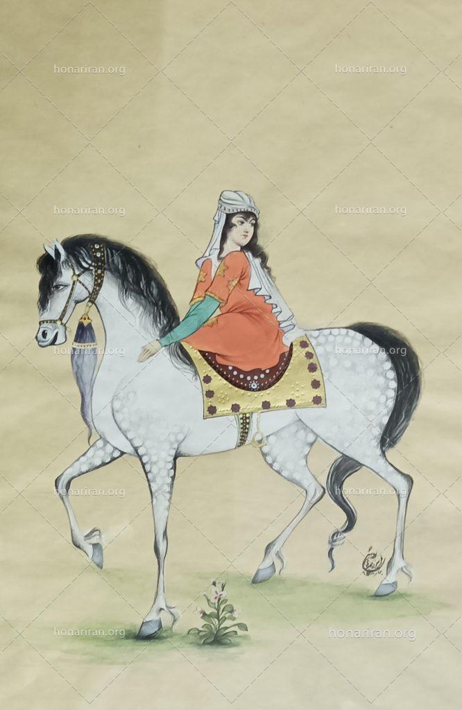 نقاشی سوارکار بااسب سفید