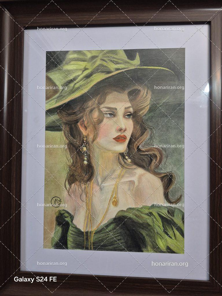 تابلو مداد رنگی زن فرانسوی