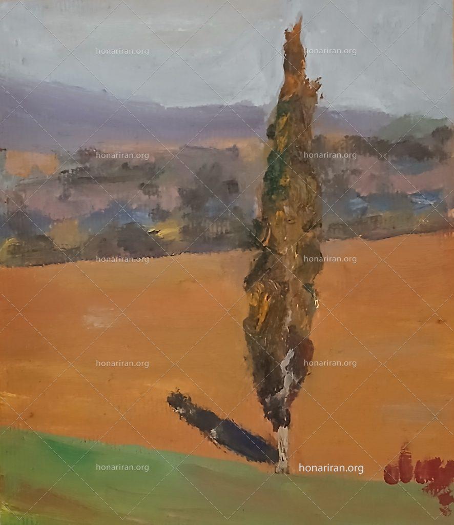 تابلو رنگ‌روغن درخت سرو