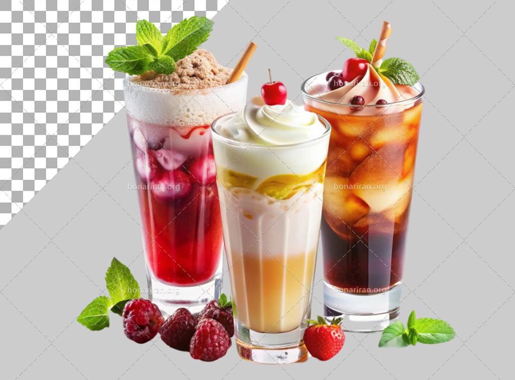 فایل لایه باز نوشیدنی خنک در لیوان های مختلف