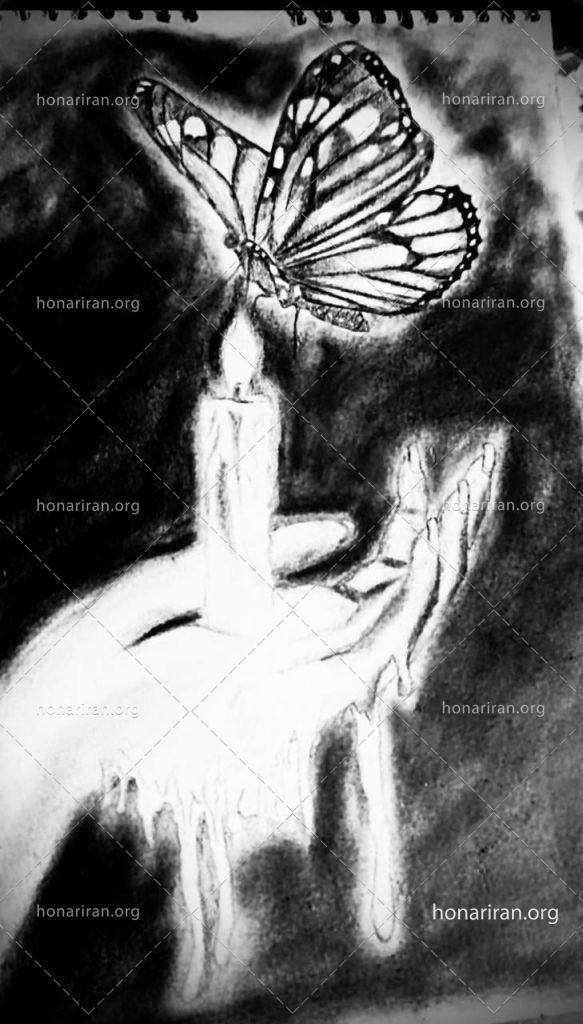 نقاشی سیاه قلم رهایی روح