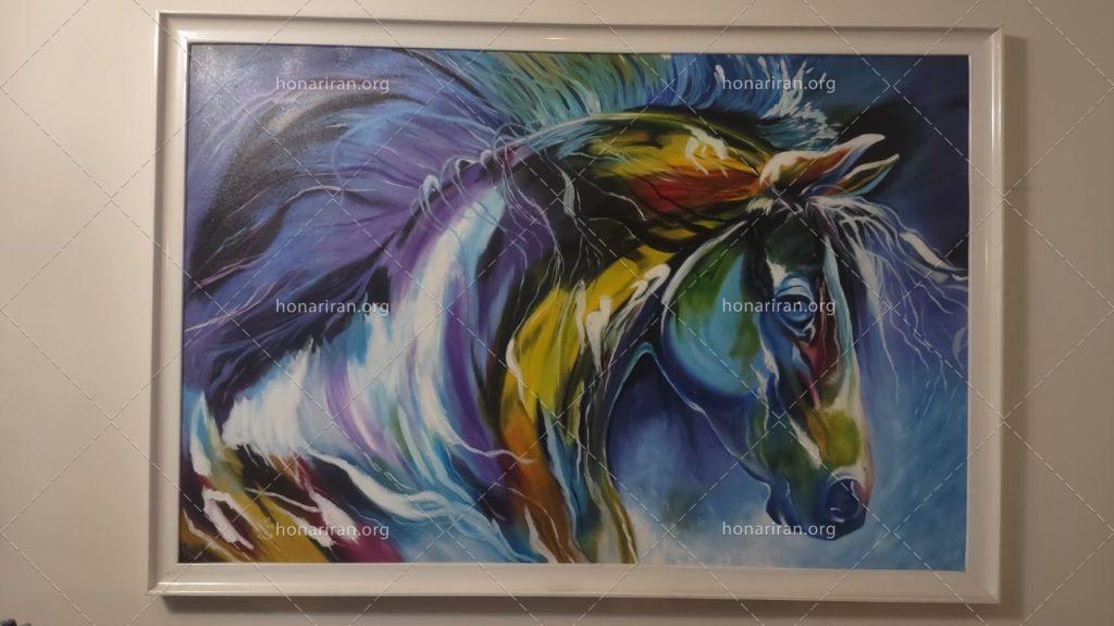 تابلو نقاشی اسب تکنیک رنگ روغن