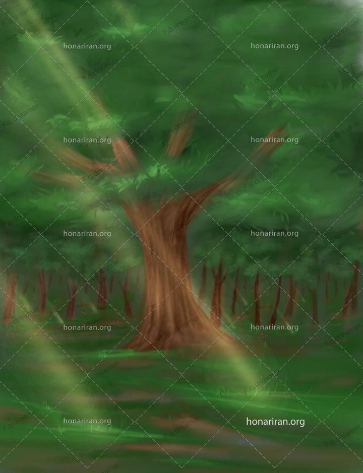 طراحی دیجیتال جنگل تاریک