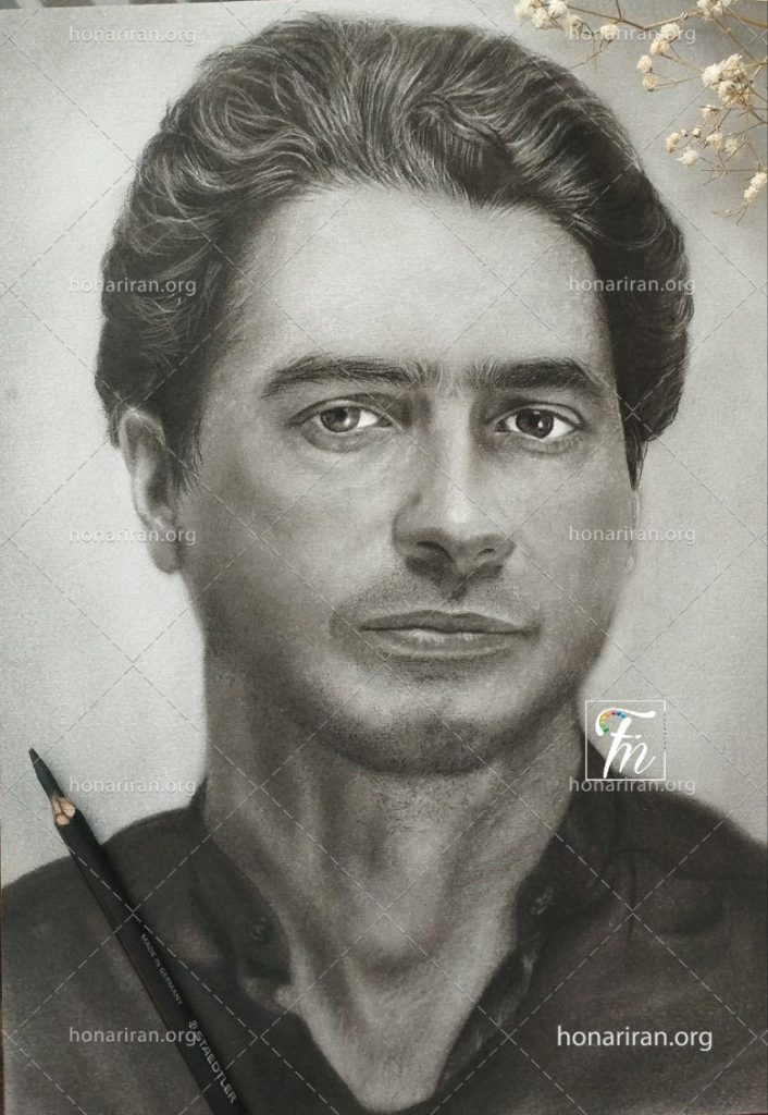 پرتره سیاه قلم شجریان