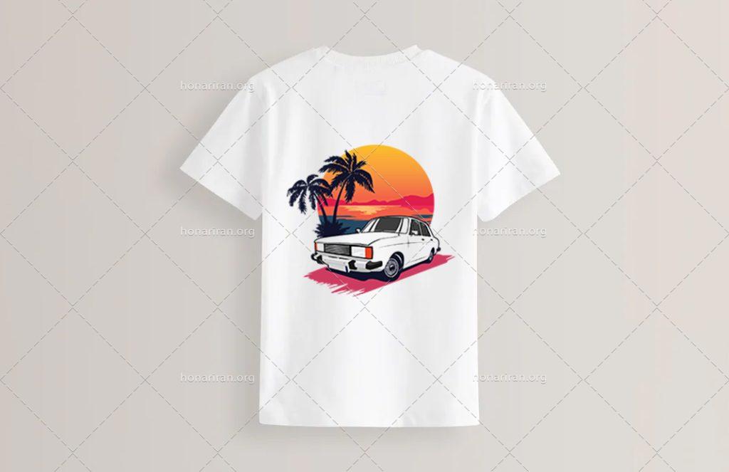 طرح لایه باز تیشرت پیکان و شهر ساحلی