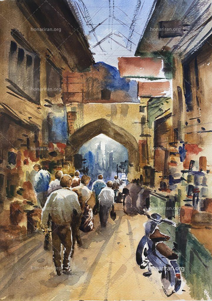 تابلو نقاشی آبرنگ بازار