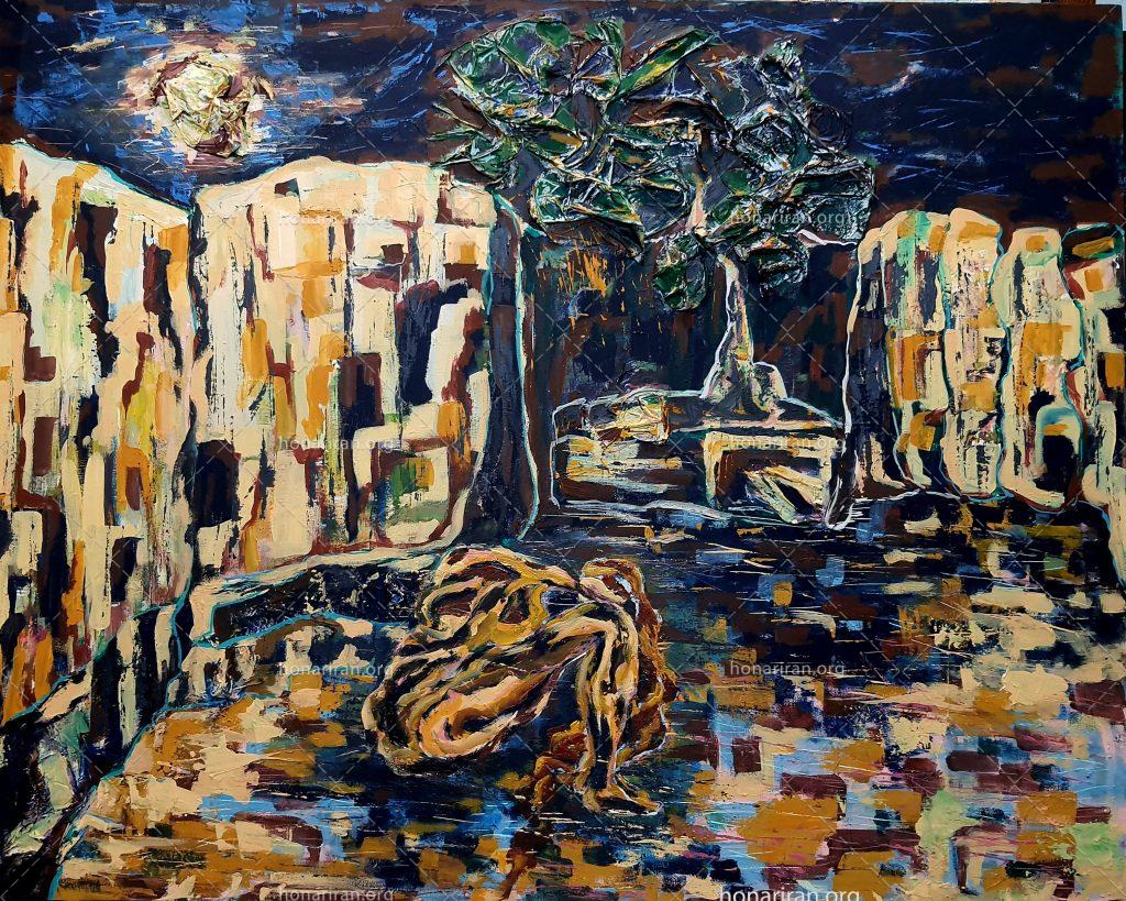 تابلوی دختری زیر نورماه