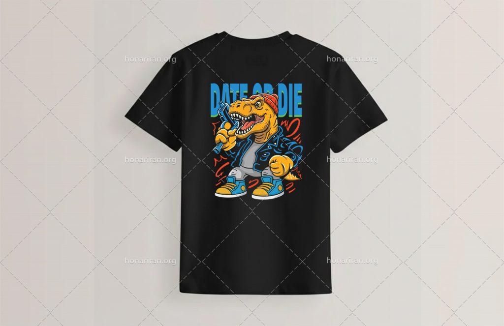 طرح لایه باز دایناسور تی رکس برای چاپ روی تیشرت