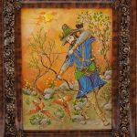 نقاشی گواش شکارچی کبک