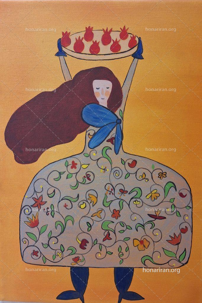 تابلو رنگ روغن گلی _ شب یلدا