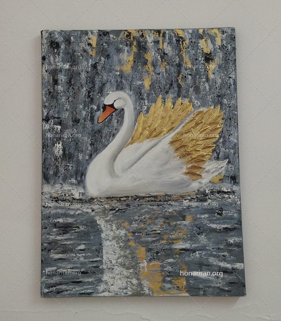 تابلو نقاشی اکریلیک قو