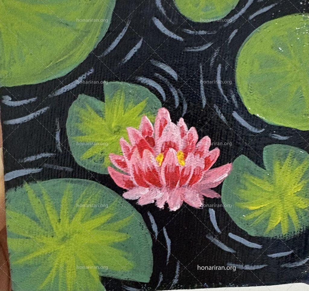 تابلو اکریلیک گل نیلوفر و برکه