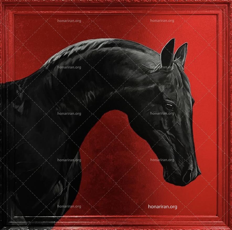 تابلو اکریلیک ورق طلای اسب