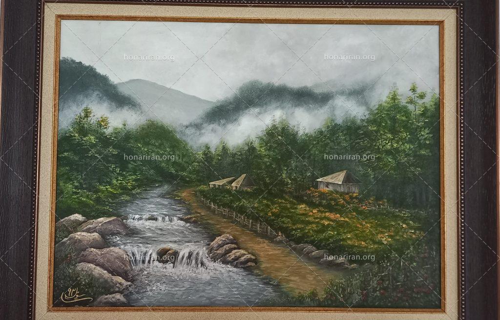 تابلو رنگ و روغن طبیعت سرسبز شمال