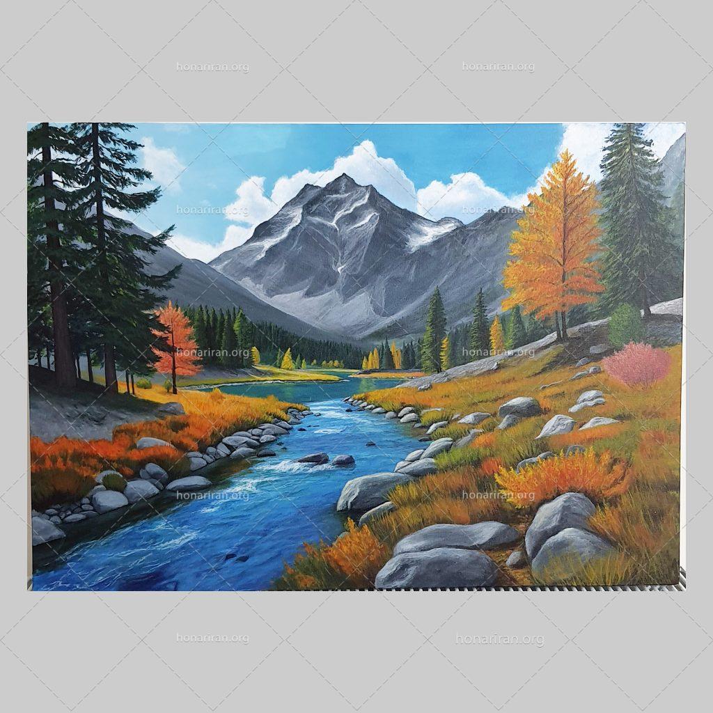 تابلو اکریلیک جریان طلایی