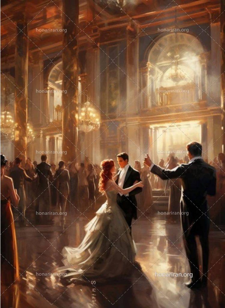 نقاشی رنگ روغن رقص دو نفره