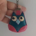 جا کلیدی دستدوز چرم طرح جغد رنگی