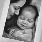 نقاشی سیاه قلم «مهر مادر»