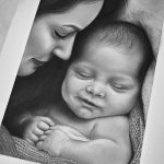 نقاشی سیاه قلم «مهر مادر»