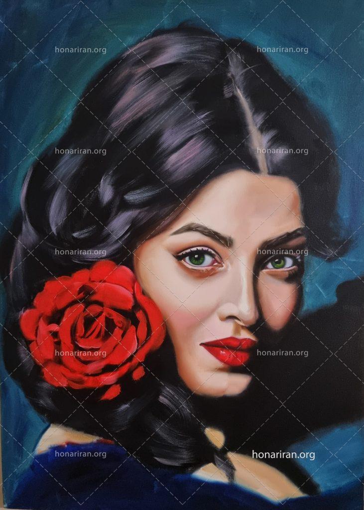 تابلو نقاشی رنگ روغن پرتره دختر