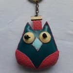 جا کلیدی دستدوز چرم طرح جغد رنگی