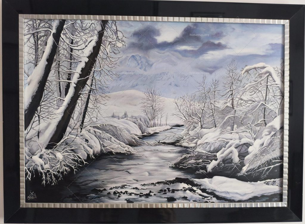 تابلو رنگ روغن منظره برفی