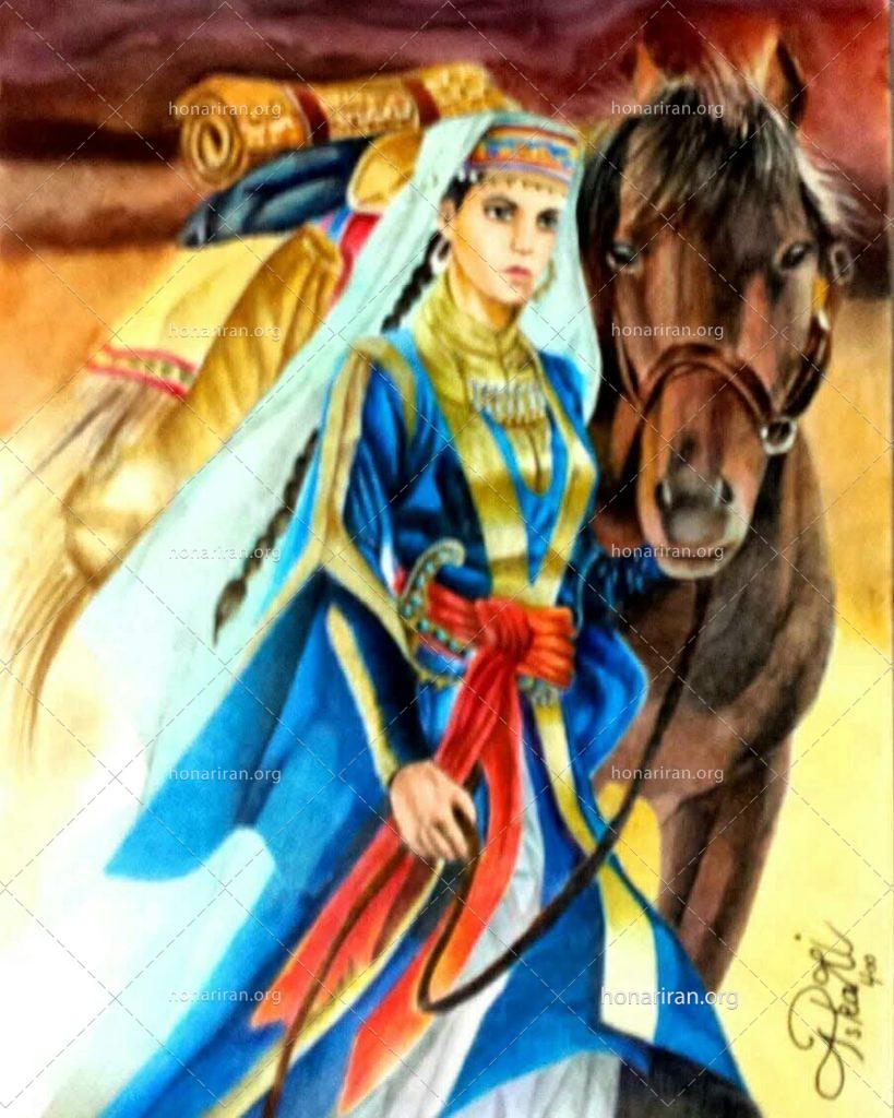 نقاشی مداد رنگی شاهزاده ایران