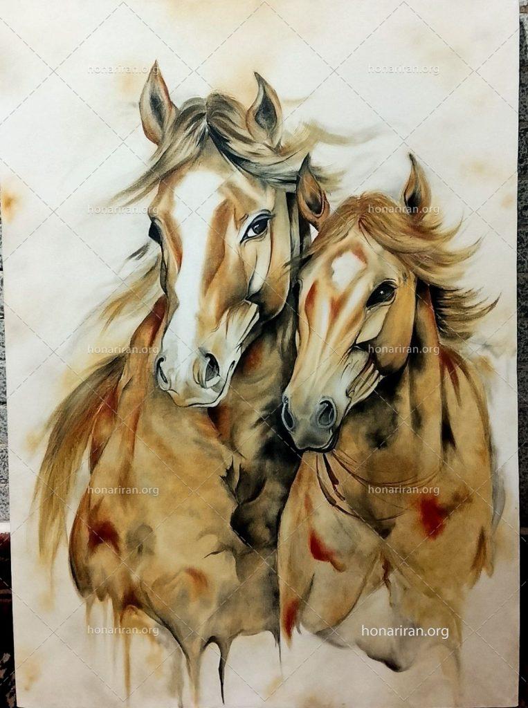 تابلو رنگ و روغن اسب