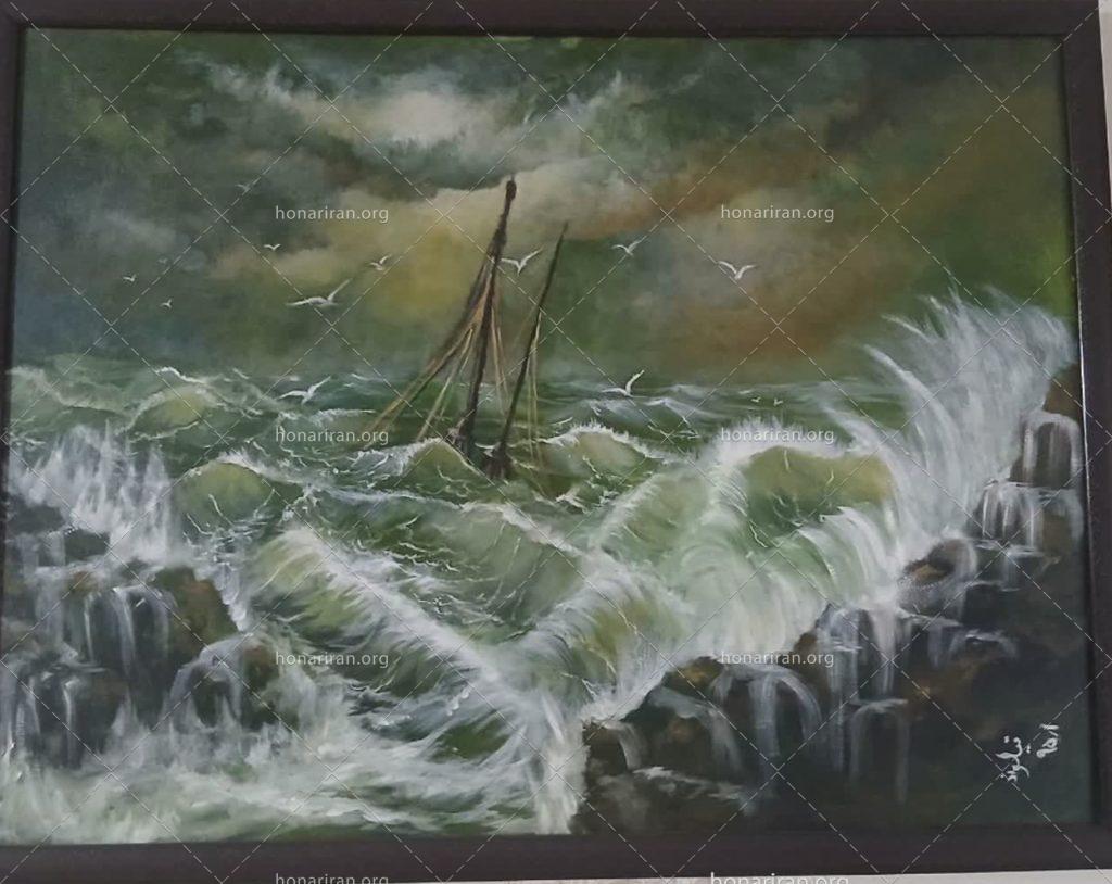 تابلو رنگ روغن «خروش دریا»