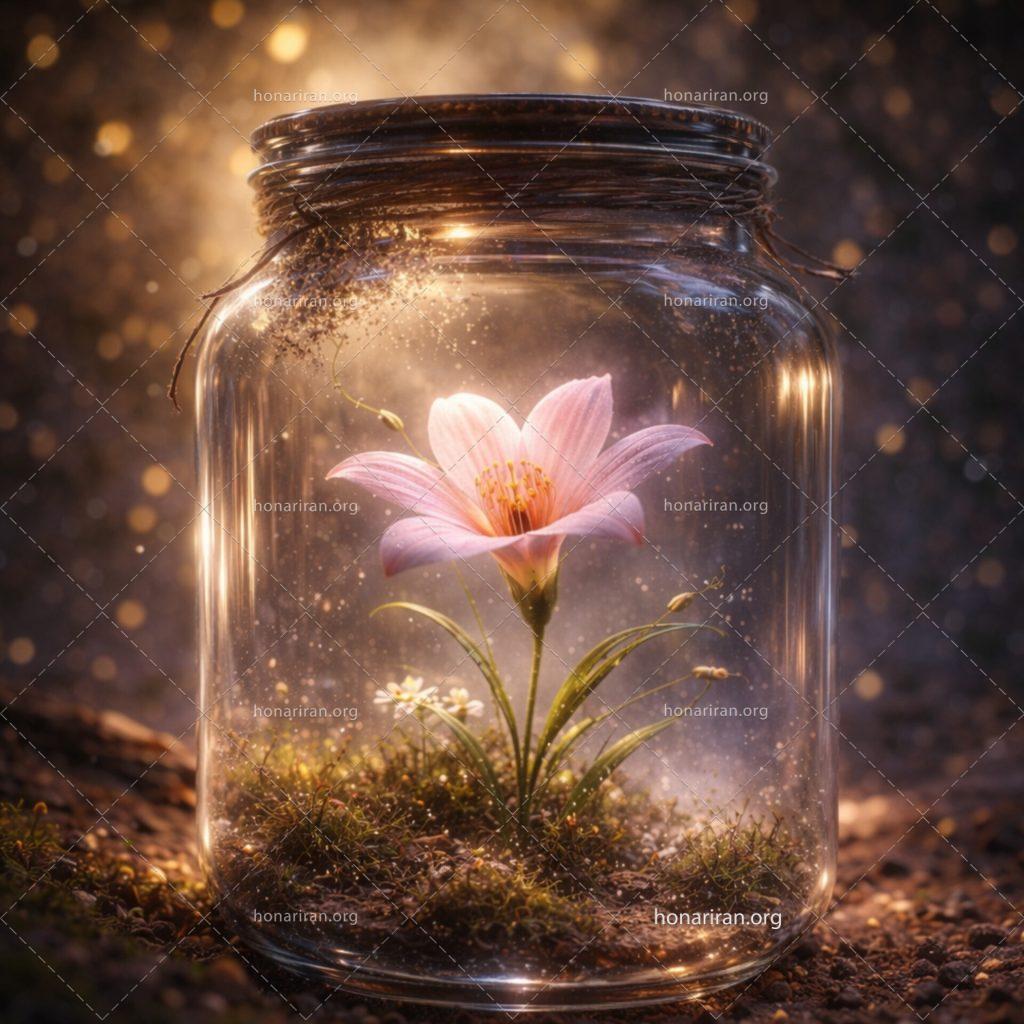 قطعه عکس گل در شیشه