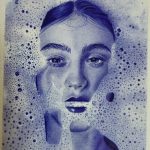 نقاشی با خودکار تک رنگ مکث